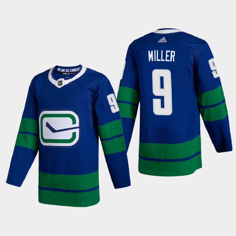 Vancouver Canucks #9 JT Miller Men Adidas 2020 Authentic Player Alternate Stitched NHL Jersey Blue